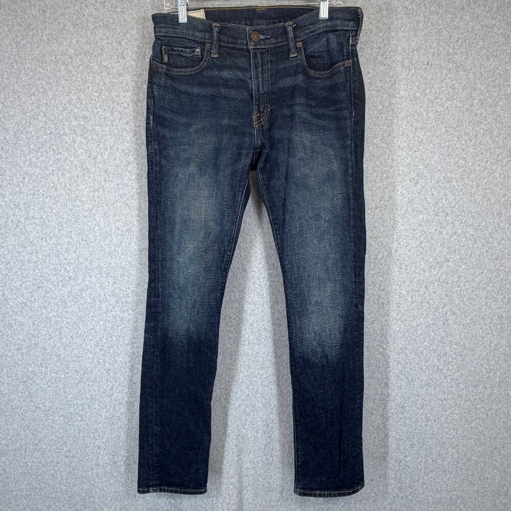 Abercrombie & Fitch Mens W32 L32 Dark Wash Slim Straight Stretch Jeans